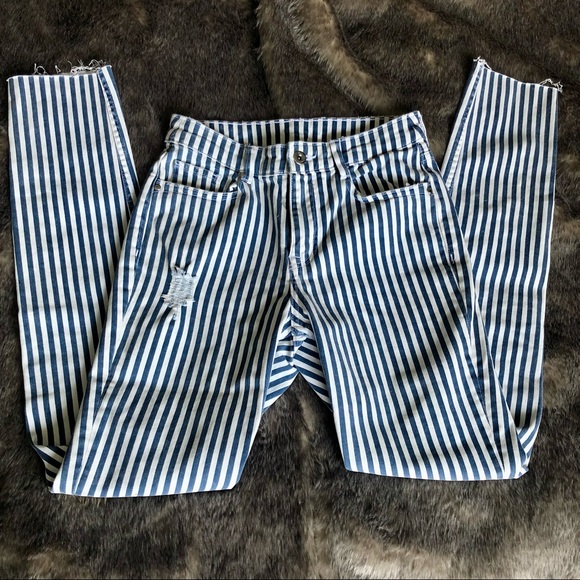 H&M Divided Super Skinny Striped Ripped Jeans - Picture 2 of 4